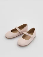 Buciki dla niemowląt - Reserved - Baleriny z imitacji skóry - pastelowy róż - miniaturka - grafika 1