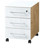 Szafki biurowe - Germania Szafka biurowa na kółkach GW-Monteria, dąb Navarra i biel - miniaturka - grafika 1