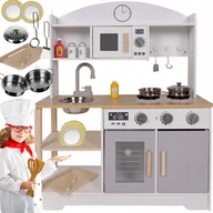 Zabawki AGD - KUCHNIA DLA DZIECI DREWNIANA DUŻA ZESTAW AKCESORIA KUCHANKA GARNKI KRAN XXL - miniaturka - grafika 1