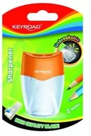 Temperówki - Temperówka plastikowa KEYROAD, nietłukąca, podwójna, z pojemnikiem, blister, mix kolorów - miniaturka - grafika 1