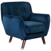 Fotele - Beliani Fotel welurowy niebieski BODO - miniaturka - grafika 1