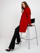 Płaszcze damskie - Płaszcz ciemny czerwony casual przejściowy rękaw długi kieszenie guziki - miniaturka - grafika 1