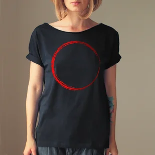 Koło czerwone czarny Krótki Oversize - Koszule damskie - miniaturka - grafika 1