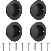 Zawiasy, okucia i inne akcesoria - Zestaw 4 klamek do drzwi stodołowych – 50 mm, czarna stal nierdzewna, do drzwi zewnętrznych i wewnętrznych - miniaturka - grafika 1