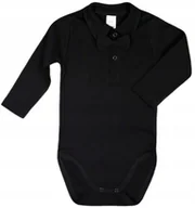 Body dla niemowląt - Body KOŁNIERZYK Polo DŁR czarne MUCHA czarna r 98 KLEKLE - miniaturka - grafika 1