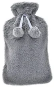 Sporty zimowe - akcesoria - Termofor gumowy OGRZEWACZ pluszowy DUŻY szary - miniaturka - grafika 1