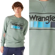 Bluzy męskie - Wrangler GRAPHIC CREW SWEAT Light Matcha ZIELONA BLUZA Z LOGO L - miniaturka - grafika 1