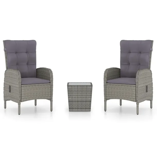 Zestaw Bistro do Ogrodu z Rattanu PE i Stal, Szary, 41,5x41,5x43 cm, 58x63x