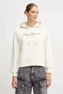 Pepe Jeans bluza damska kolor beżowy z kapturem z nadrukiem PL5800001 - Bluzy damskie - miniaturka - grafika 1