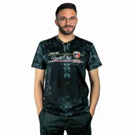 Koszulki męskie - KOSZULKA Męska T-SHIRT z Haftem DELIKATNA Bawełna CAPTAIN MIKE czarna XL - miniaturka - grafika 1