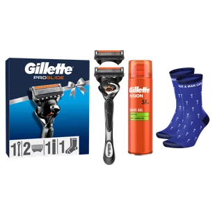 Zestaw Gillette ProGlide FlexBall, maszynka, 1 sztuka + ostrza, 2 sztuki + żel do golenia, 200 ml + skarpetki - Zestawy kosmetyków męskich Zestaw Gillette ProGlide FlexBall, maszynka, 1 sztuka + ostrza, 2 sztuki + żel do golenia, 200 ml + skarpetki - Zestawy kosmetyków męskich - miniaturka - grafika 1