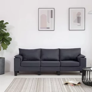 vidaXL 3-osobowa sofa, ciemnoszara, tapicerowana tkaniną - Sofy i kanapy - miniaturka - grafika 1