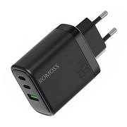 Ładowarki do telefonów - Ładowarka sieciowa Romoss AC65H, 2x USB-C + USB, 65W (czarna) - miniaturka - grafika 1