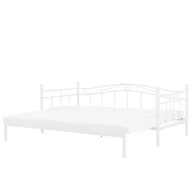 Łóżka - Beliani Łóżko wysuwane metalowe 80 x 200 cm białe TULLE - miniaturka - grafika 1