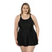 Stroje kąpielowe - Strój damski ze spódniczką czarny 6XL - miniaturka - grafika 1