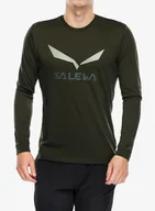Bluzy sportowe męskie - Bluza bez kaptura Salewa Solidlogo Dry L/S Te - dark olive - miniaturka - grafika 1
