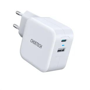 Choetech Choetech szybka ładowarka sieciowa QC PD 38W 5A USB Typ C + USB-A biały (PD5002-EU) PD5002-EU - Ładowarki do telefonów - miniaturka - grafika 1