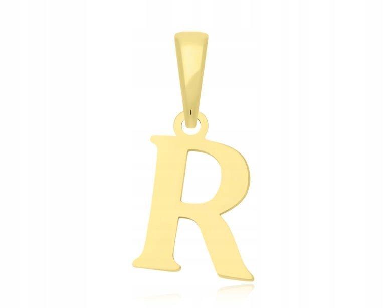 Złota Literka R Zawieszka Damska 585 Gładka Wisiorek Na Łańcuszek