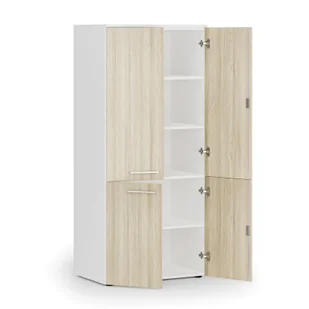 Szafa biurowa pół-drzwi PRIMO WHITE, 1781 x 800 x 500 mm, biały/dąb naturalny - Szafy biurowe - miniaturka - grafika 1