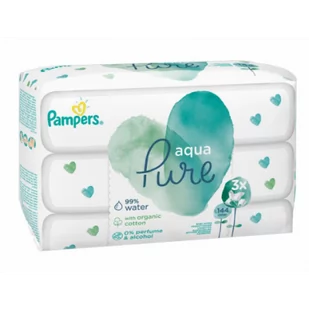 PAMPERS P&G Aqua Pure, Chusteczki nawilżane dla niemowląt, 3x48 szt. - Chusteczki nawilżane - miniaturka - grafika 1