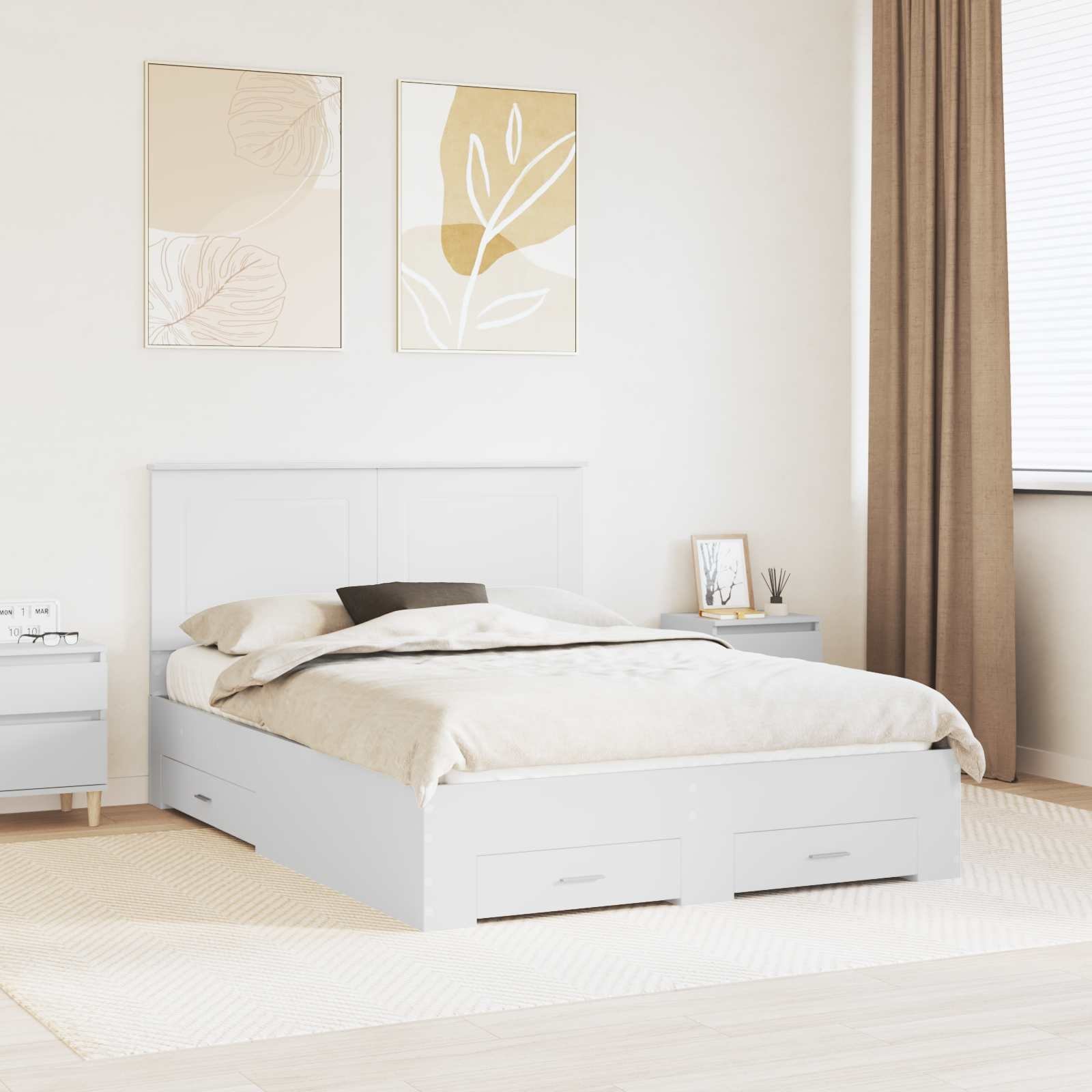 vidaXL Ramka łóżka Biały 160 x 200 cm Materiał drewnopochodny