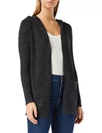 Swetry damskie - Vero Moda Vmdoffy Ls Open Hood Cardigan Ga Noos Kardigan Kobiety, czarny melanż, XS - miniaturka - grafika 1