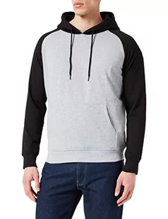 Build Your Brand Męska bluza z kapturem Basic Raglan Hoody, bluza z kapturem dla mężczyzn z kolorystycznie kontrastującymi rękawami dostępna w wielu kolorach, rozmiary XS - 5XL, szary/czarny, 5XL - Bluzy męskie - miniaturka - grafika 1