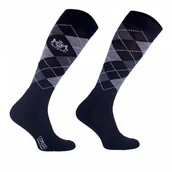 Skarpetki jeździeckie - COMODO Podkolanówki jeździeckie MERINO KARO - czarny/szary/jasny szary - miniaturka - grafika 1