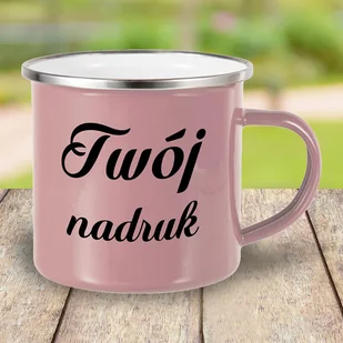 Różowy kubek metalowy, emaliowany z Twoim nadrukiem - Kubki - miniaturka - grafika 1