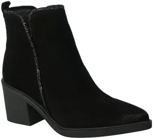 Kowbojki Karino 4916 003-P Czarny Welur Skóra - KARINO - Botki damskie - miniaturka - grafika 1