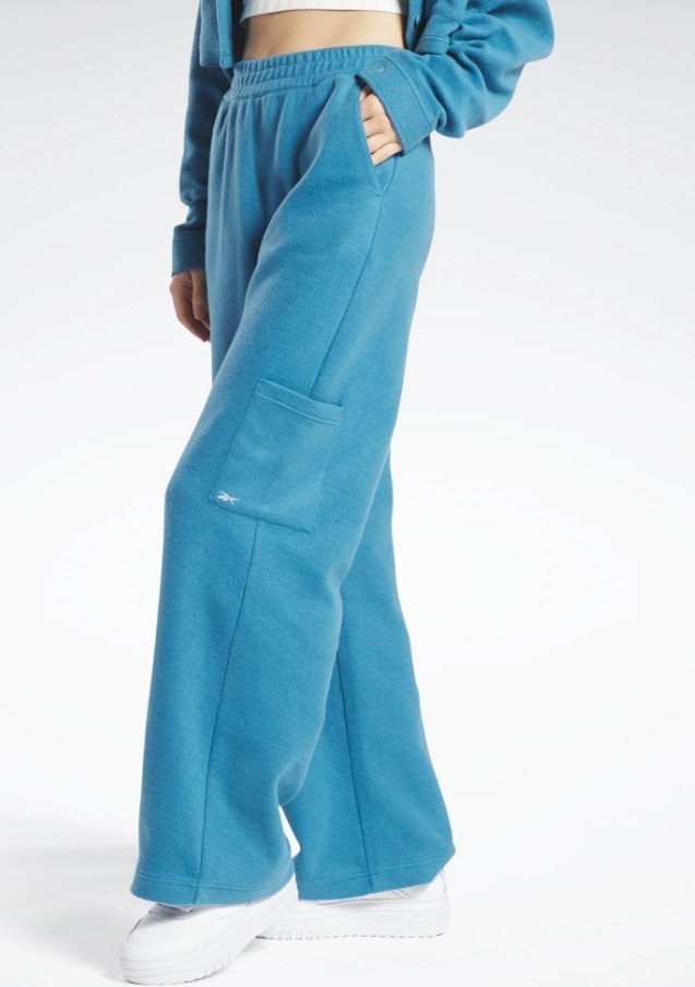 REEBOK SPODNIE DRESOWE DAMSKIE OCIEPLANE NIEBIESKIE M-L 0A8C1* SZEROKIE