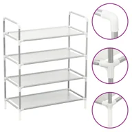 Szafki na buty - Stojak na buty z 4 półkami Metal i włóknina Srebrny - miniaturka - grafika 1