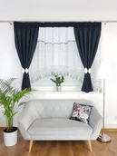 Firany - Firana gotowa z zasłonami ozdobiona lambrekinem- czarna, gotowa firanka - miniaturka - grafika 1