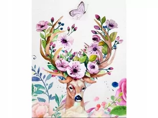 Obraz Malowanie Po Numerach Rama 40X50Cm Jeleń - Kwieciste Poroże - Malowanie po numerach - miniaturka - grafika 1