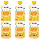Desery dla dzieci - Hipp Sport Mus owocowy po 1. roku banany-gruszki-pomarańcze-mango z ryżem zestaw 6 x 120 g Bio - miniaturka - grafika 1