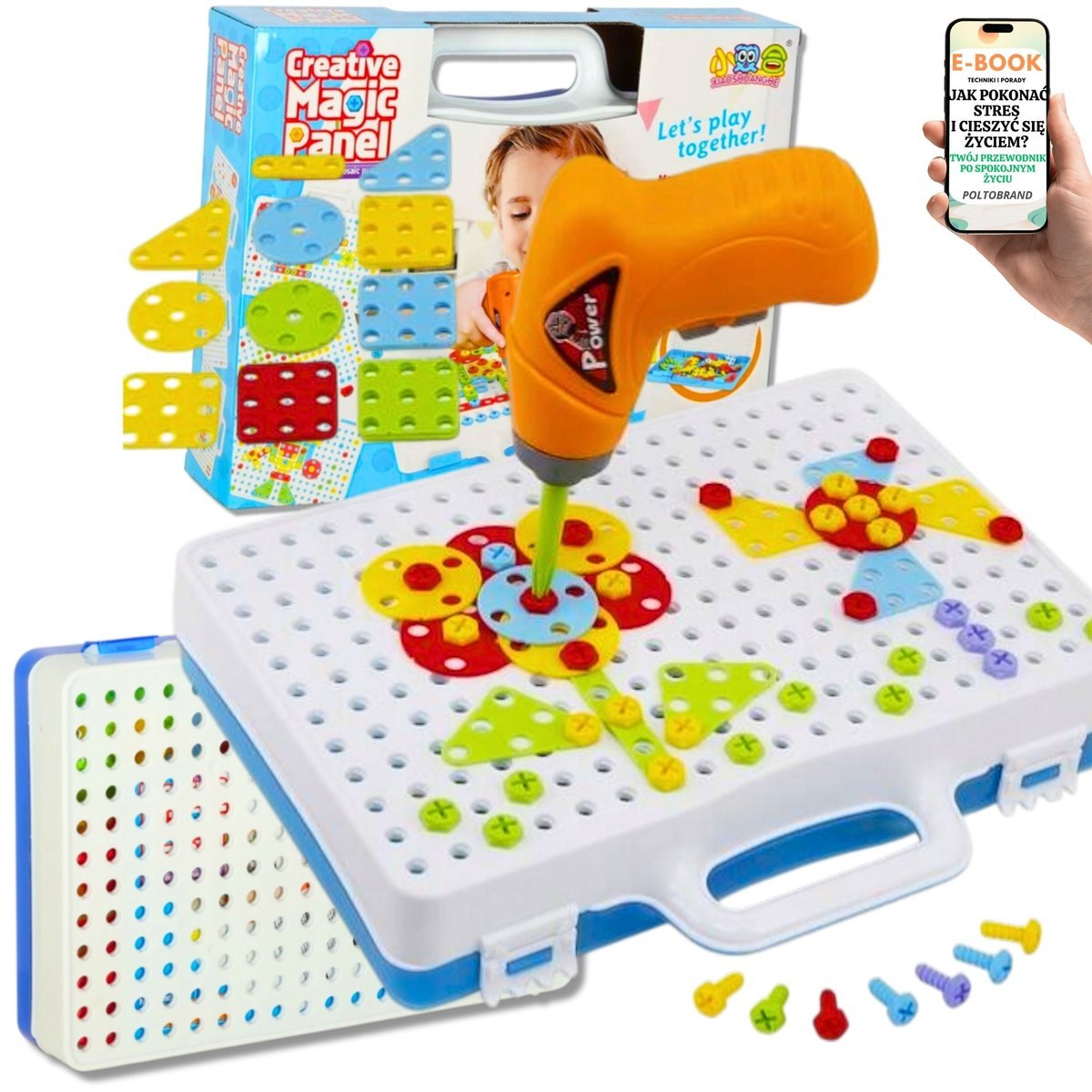 KLOCKI DO SKRĘCANIA Z WKRĘTARKĄ KONSTRUKCYJNE DLA DZIECKA CHŁOPCA – DUŻY ZESTAW KONSTRUKCYJNY w WALIZCE Prezent Dla Wnuczka Chłopca 4 5 6 7 8 latka ..