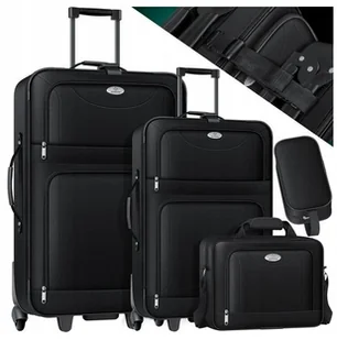 ZESTAW WALIZEK PODRÓŻNYCH NA KÓŁKACH 4 CZĘŚCIOWY KESSER CZARNE - Walizki - miniaturka - grafika 1