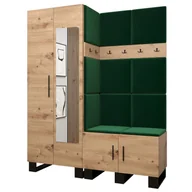 Meble do przedpokoju - Garderoba szafa z lustrem szafka na buty z panelami tapicerowanymi i wieszakami meble do przedpokoju ARTIN 14 dąb artisan - miniaturka - grafika 1