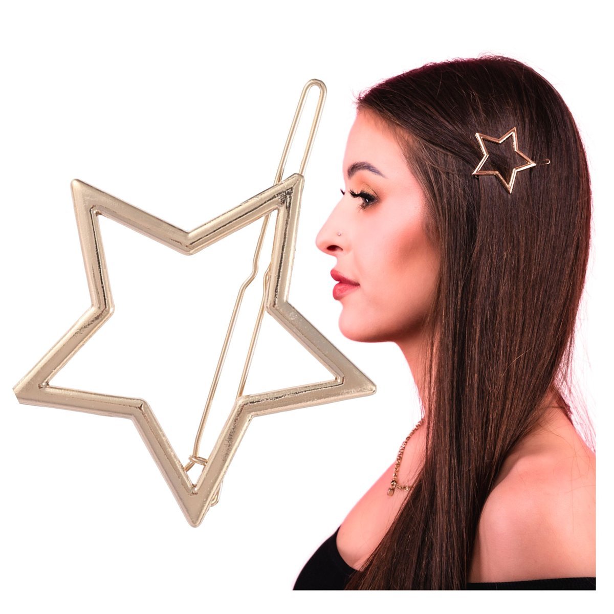 Spinka Wsuwka Złota do Włosów Ozdobna Gwiazda Metalowa Lekka i Wytrzymała