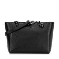 Torebki damskie - Damska torebka na ramię ze skóry czarno - grafitowa - miniaturka - grafika 1