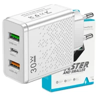 Powerbanki - ŁADOWARKA SIECIOWA USB-C SZYBKA DO TELEFONU KOSTKA CHARGER UNIWERSALNA 30W - miniaturka - grafika 1