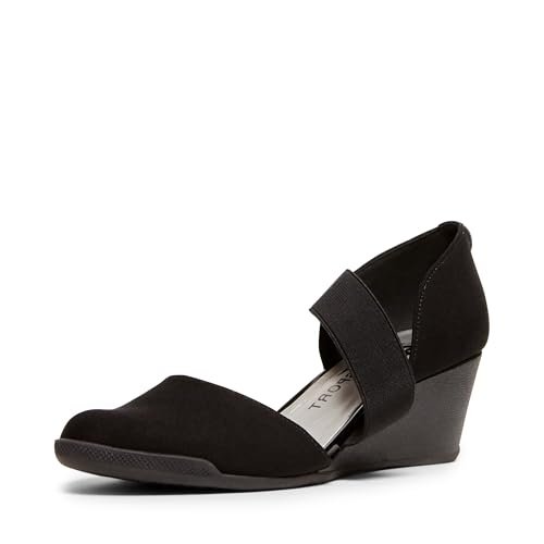Anne Klein Damskie czółenka Tara Wedge, Czarny/Multi Stretch Tkanina, 35.5 EU