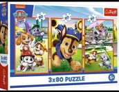 Układanki dla dzieci - PUZZLE 3x80 Psia zgraja /Psi Patrol 34886 - miniaturka - grafika 1