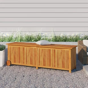 vidaXL Skrzynia ogrodowa na kółkach, 150x50x58cm, lite drewno akacjowe - Skrzynie ogrodowe - miniaturka - grafika 1