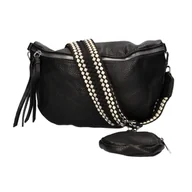 Torebki damskie - Torebka damska Nerka z portfelikiem i paskiem azteckim czarna - miniaturka - grafika 1