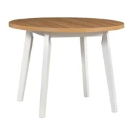 Stoły - Elegancki stół Oslo 3 z okrągłym blatem Dąb Grandson – biały stelaż, nowoczesny styl - miniaturka - grafika 1