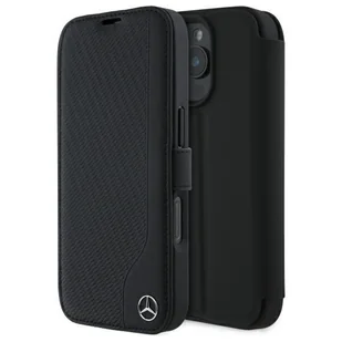 Mercedes MEBKP16L23RBGVK iPhone 16 Pro 6.3" czarny/black Leather Wood Imitation - Etui i futerały do telefonów - miniaturka - grafika 1
