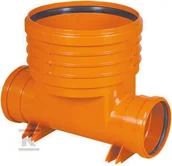 Odwodnienia, kanały i akcesoria - Kaczmarek Kineta PP 400x160, typ1 przelotowa, dla rury wznoszącej gładkiej DN/OD 400mm oraz rury wlotowej gładkiej 160mm, z uszczelką, kolor pomarańczowy - miniaturka - grafika 1
