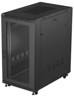 SZAFA INSTALACYJNA RACK STOJĄCA 19" 22U 600X1000 CZARNA DRZWI PERFOROWANE LANBERG FLAT PACK - Szafy rack - miniaturka - grafika 1