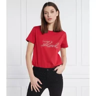 Koszulki i topy damskie - Karl Lagerfeld T-shirt rhinestone | Slim Fit - miniaturka - grafika 1